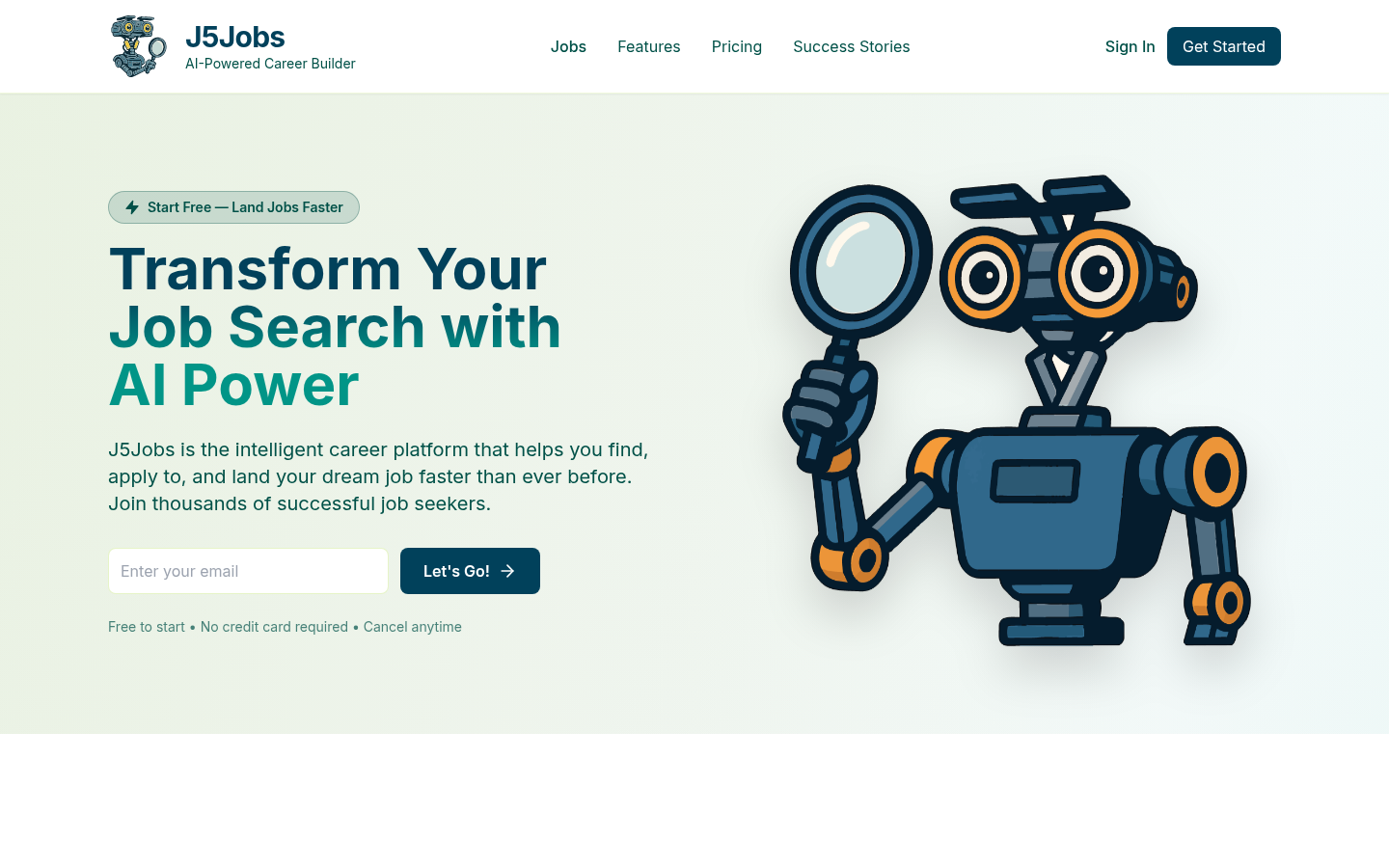 J5Jobs dashboard screenshot